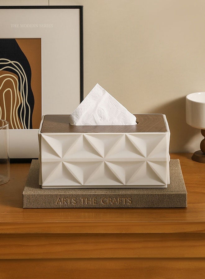 Tissue Paper Box,Decorative Paper Box,Modern, Elegant Classic Style Napkin Tissue Holder with Wood Lid Tabletop Decor for Living Room Dining Table Bathroom Vanity 22*13.5*10 cm - Image 3