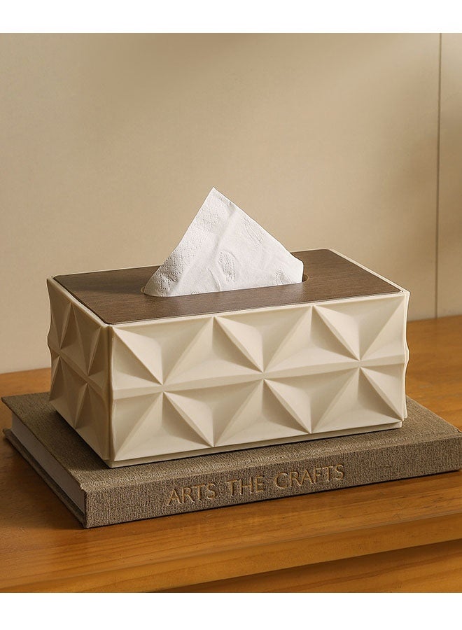 Tissue Paper Box,Decorative Paper Box,Modern, Elegant Classic Style Napkin Tissue Holder with Wood Lid Tabletop Decor for Living Room Dining Table Bathroom Vanity 22*13.5*10 cm - Image 1
