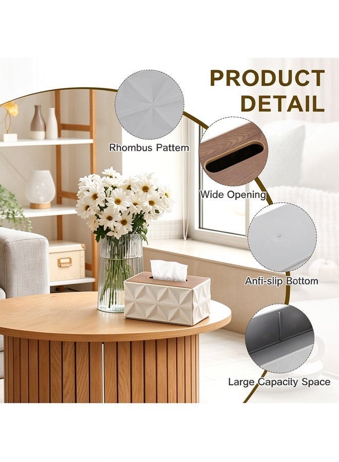 Lasola Tissue Paper Box,Decorative Paper Box,Modern, Elegant Classic Style Napkin Tissue Holder with Wood Lid Tabletop Decor for Living Room Dining Table Bathroom Vanity 22*13.5*10 cm - Image 4