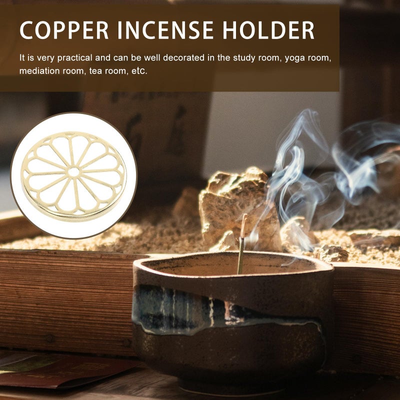 Hollow Design Pure Copper Incense Holder Rack For Aromatherapy Home Fragrance Meditation - Image 5