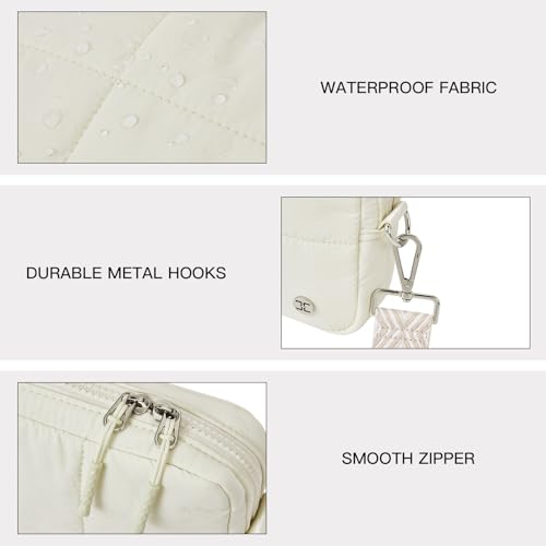 Telena Crossbody Bags for Women Crossbody Purse Lightweight Puffer Shoulder Bag for Travel Beige - Image 5