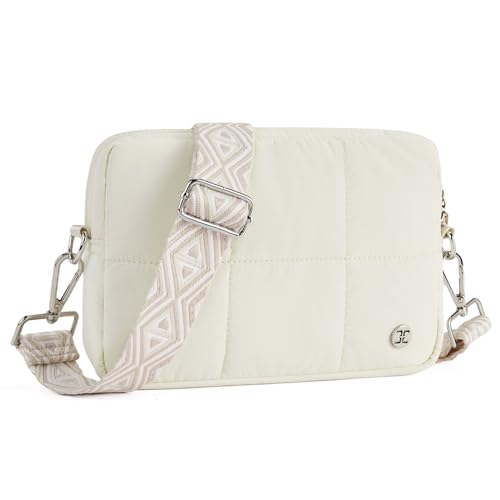 Telena Crossbody Bags for Women Crossbody Purse Lightweight Puffer Shoulder Bag for Travel Beige - Image 1