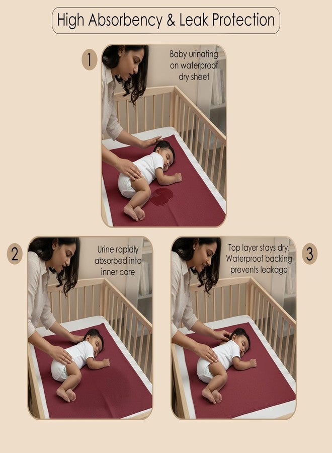 BabyMoo ملاءة سرير جافة قابلة للتغيير من بيبي مو | ملاءة واقية مقاومة للماء | ملاءة سرير جافة مقاومة للماء للأطفال (1، عنابي، متوسط) - Image 4