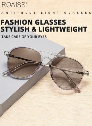 Blue Light Blocking Glasses Anti UV and Glare Blue Light Filter Computer Glasses Aviator Color Changing Eyewear for Men Women Transparent Gray 52mm - view 3