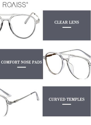 Blue Light Blocking Glasses Anti UV and Glare Blue Light Filter Computer Glasses Aviator Color Changing Eyewear for Men Women Transparent Gray 52mm - view 5