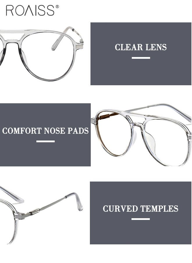roaiss - Blue Light Blocking Glasses Anti UV and Glare Blue Light Filter Computer Glasses Aviator Color Changing Eyewear for Men Women Transparent Gray 52mm - Image 1
