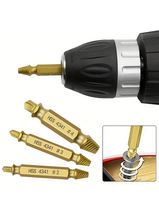 6Pcs Golden Screw Extractor Bit Set Durable Steel Tool Box For Metal Plastic - Image 5