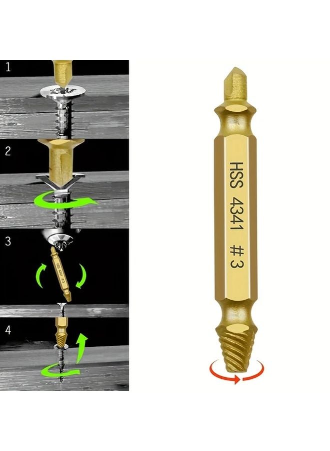 6Pcs Golden Screw Extractor Bit Set Durable Steel Tool Box For Metal Plastic - Image 4