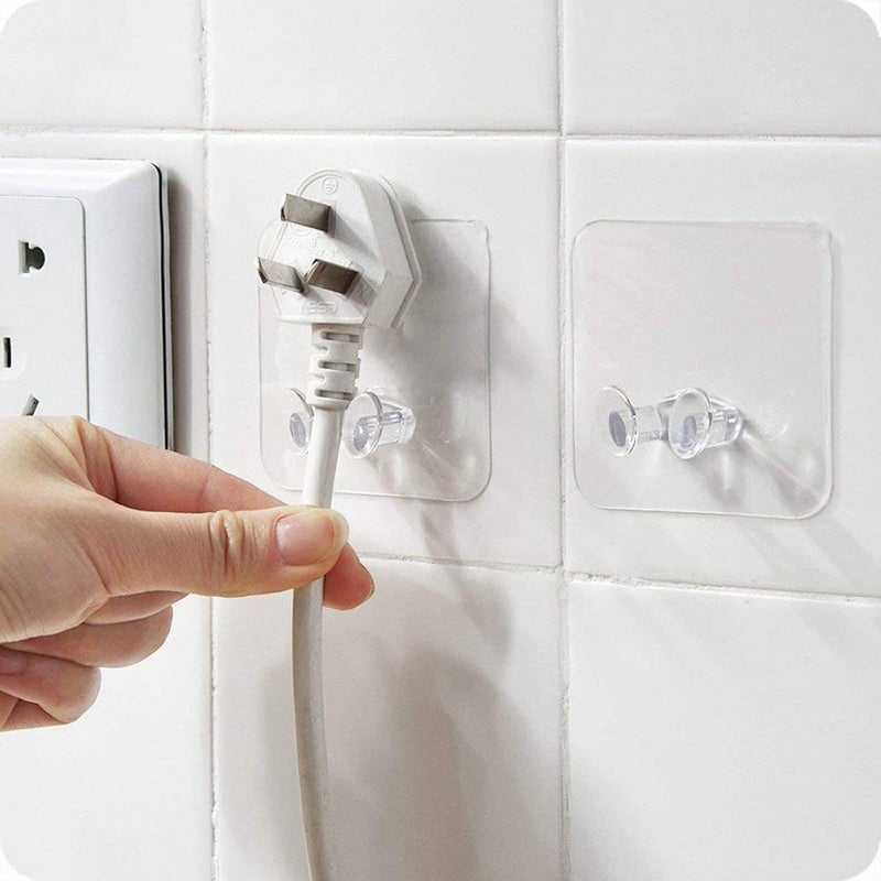 Avenn Avenn Adhesive Hook Multifunctional Power Plugs Socket Holder Free Punching Stickers Wall Mounted Transparent MultiFunction Wall Storage Hooks Razor Holder Home Door Wall Hanger for Keys 10  - Image 1