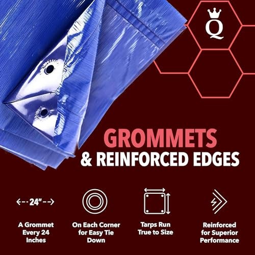QUEEN OF TARPS | 6x8 Light Duty Tarp Waterproof, 70 GSM is 7 MIL, UV/Tear Resistant Tarp, Camping, Outdoor Furniture, Car, Tents, Painting, Firewood Protection | 6x8, Light Duty - Image 3