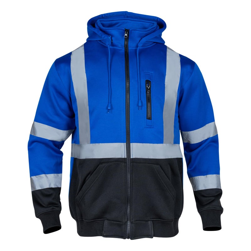 VENDACE High Visibility ANSI Class 1 Reflective Safety Fleece Sweatshirt Hoodie for Men with Detachable Hood(Royal blue,XL) - Image 2