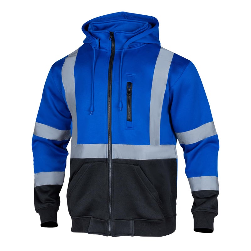 VENDACE High Visibility ANSI Class 1 Reflective Safety Fleece Sweatshirt Hoodie for Men with Detachable Hood(Royal blue,XL) - Image 1