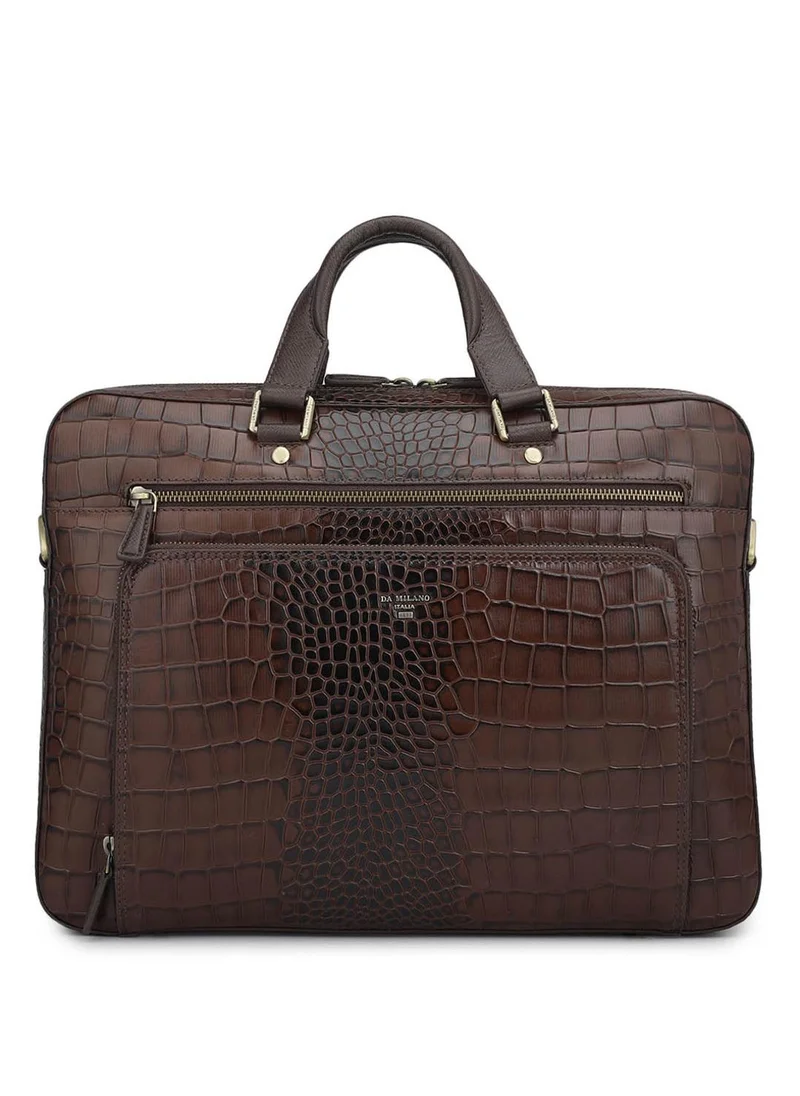 دا ميلانو حقيبة لاب توب جلد طبيعي بني من دا ميلانو