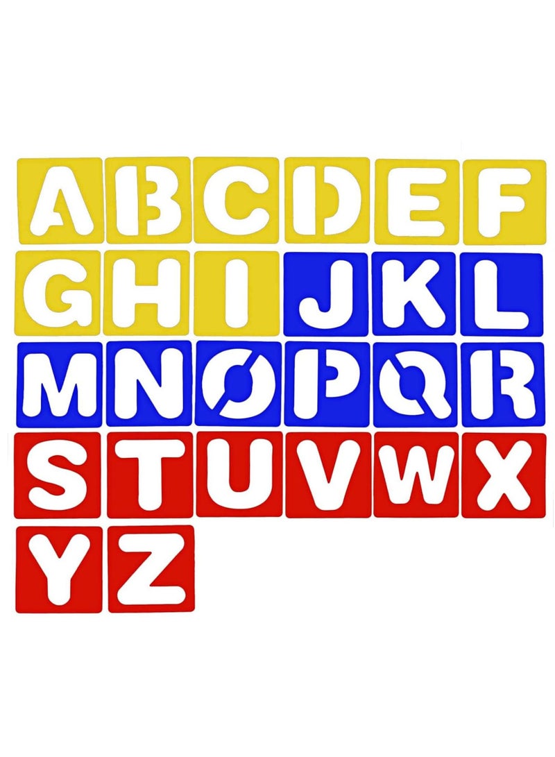 KASTWAVE 26 Pieces Alphabet Stencils Set Plastic Letter Stencils for Painting Learning, DIY Craft Decoration,for Toddlers Preschooler Learning Tool  (3 x 3 Inches)  - Image 1