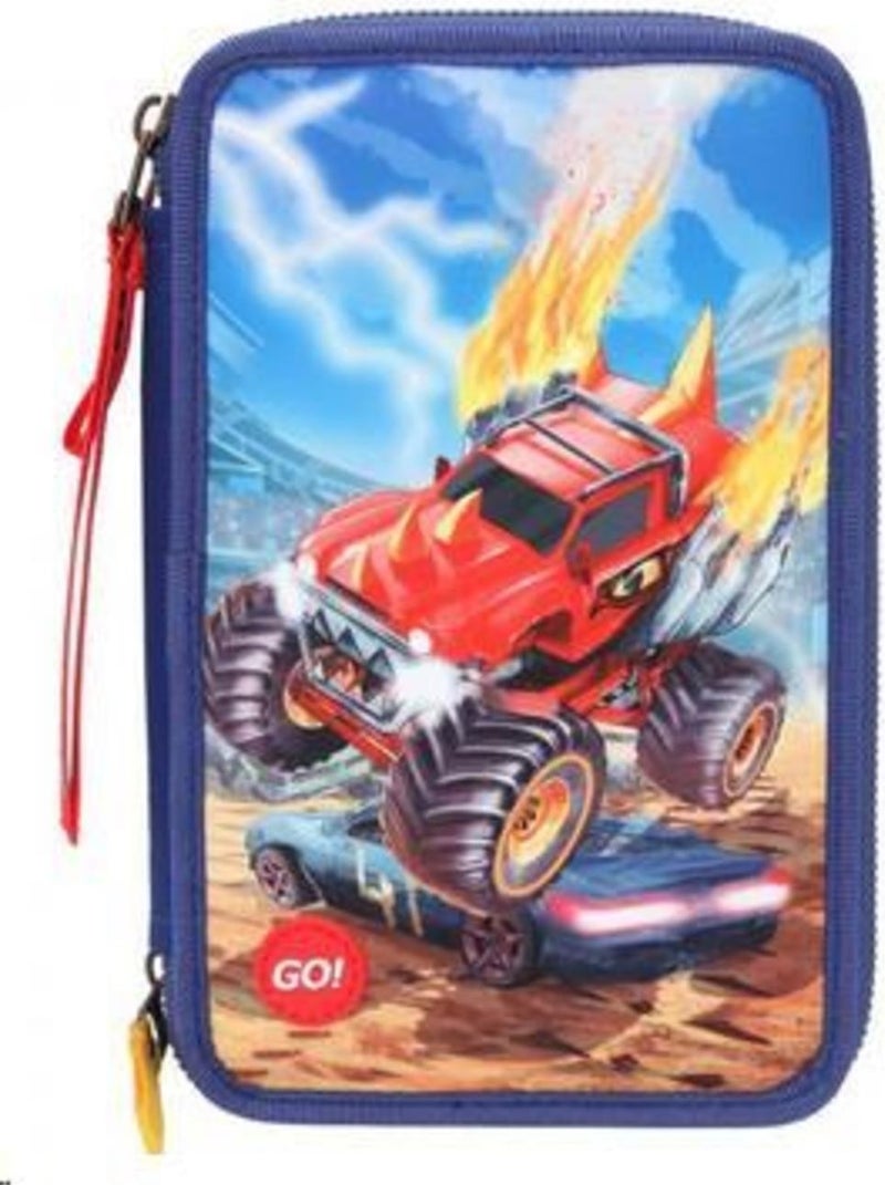 Top Model Monster Cars Triple Pencil Case Monster Truck 
