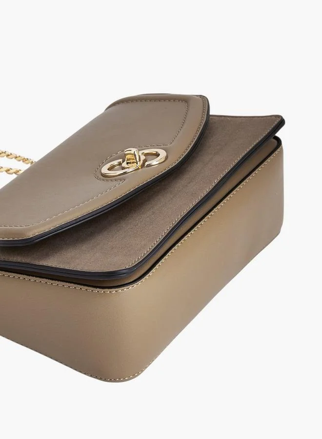 Celeste Solid Crossbody Bag with Chain Strap and Twist Lock Closure