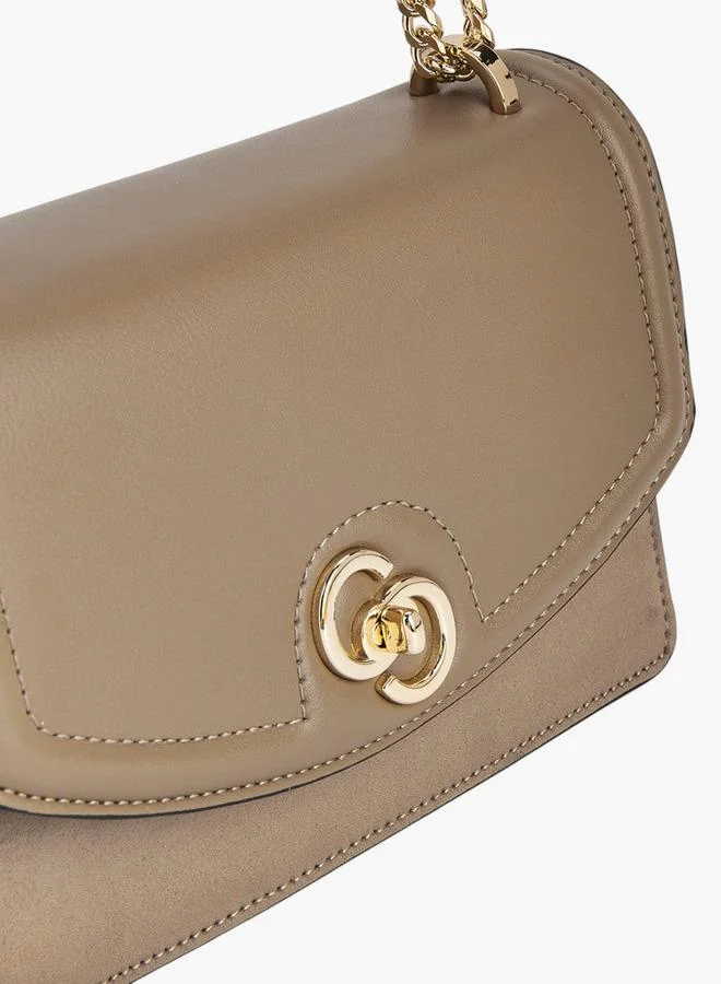 Celeste Solid Crossbody Bag with Chain Strap and Twist Lock Closure