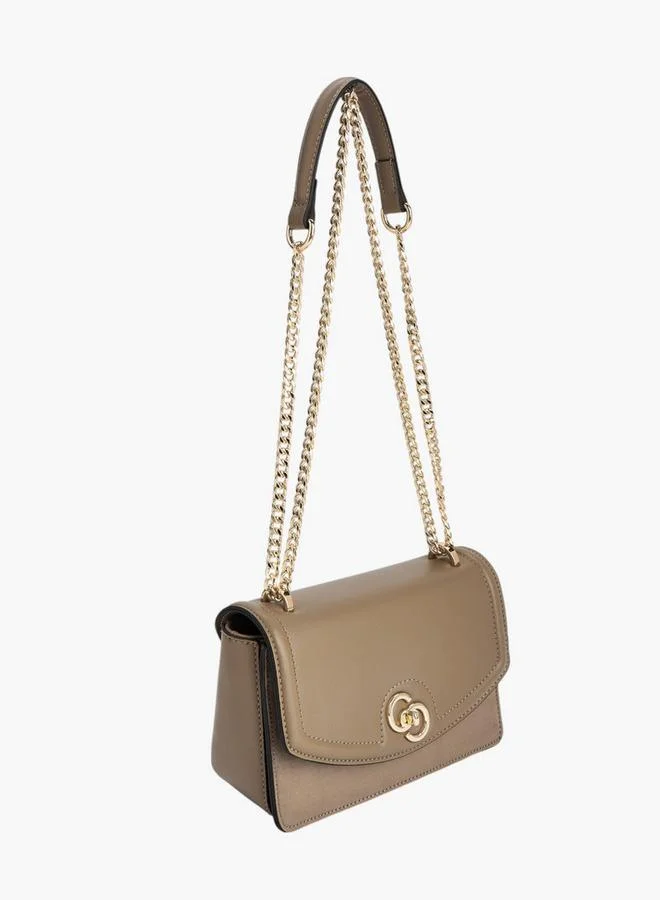 Celeste Solid Crossbody Bag with Chain Strap and Twist Lock Closure