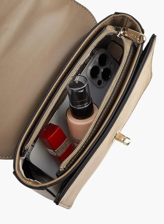 Celeste Solid Crossbody Bag with Chain Strap and Twist Lock Closure