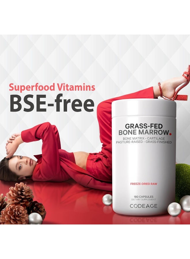 Codeage مكمل نخاع العظام من الأبقار التي تتغذى على العشب - مجفف بالتجميد، غير منزوع الدهون، ومجفف - كبسولات نخاع العظام الكاملة الخام - 3000 ملغ لكل حصة - 180 كبسولة - Image 4