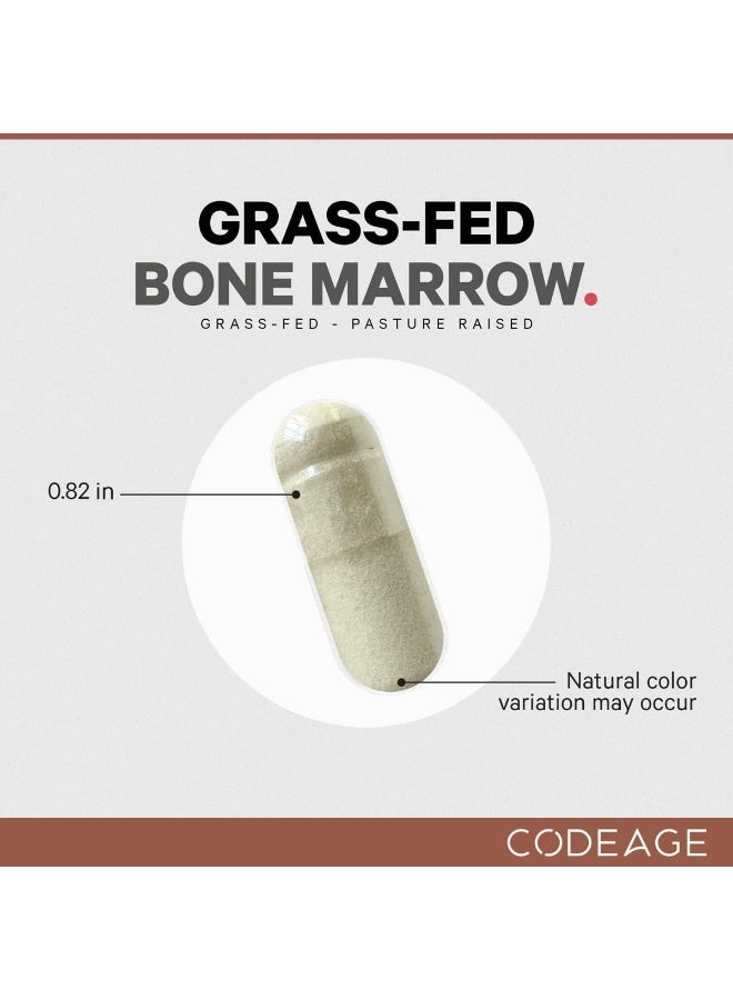 Codeage مكمل نخاع العظام من الأبقار التي تتغذى على العشب - مجفف بالتجميد، غير منزوع الدهون، ومجفف - كبسولات نخاع العظام الكاملة الخام - 3000 ملغ لكل حصة - 180 كبسولة - Image 5