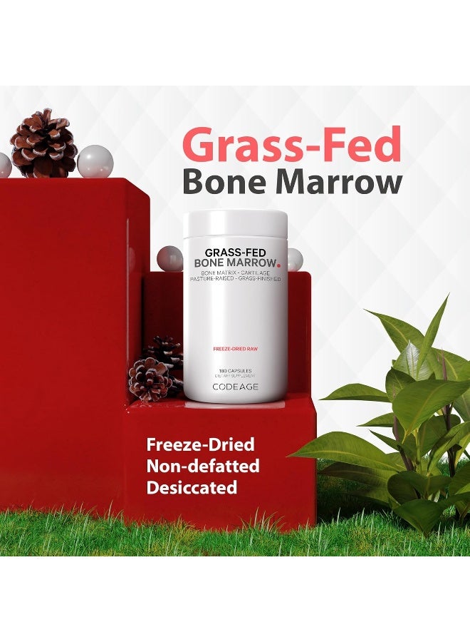 Codeage مكمل نخاع العظام من الأبقار التي تتغذى على العشب - مجفف بالتجميد، غير منزوع الدهون، ومجفف - كبسولات نخاع العظام الكاملة الخام - 3000 ملغ لكل حصة - 180 كبسولة - Image 3