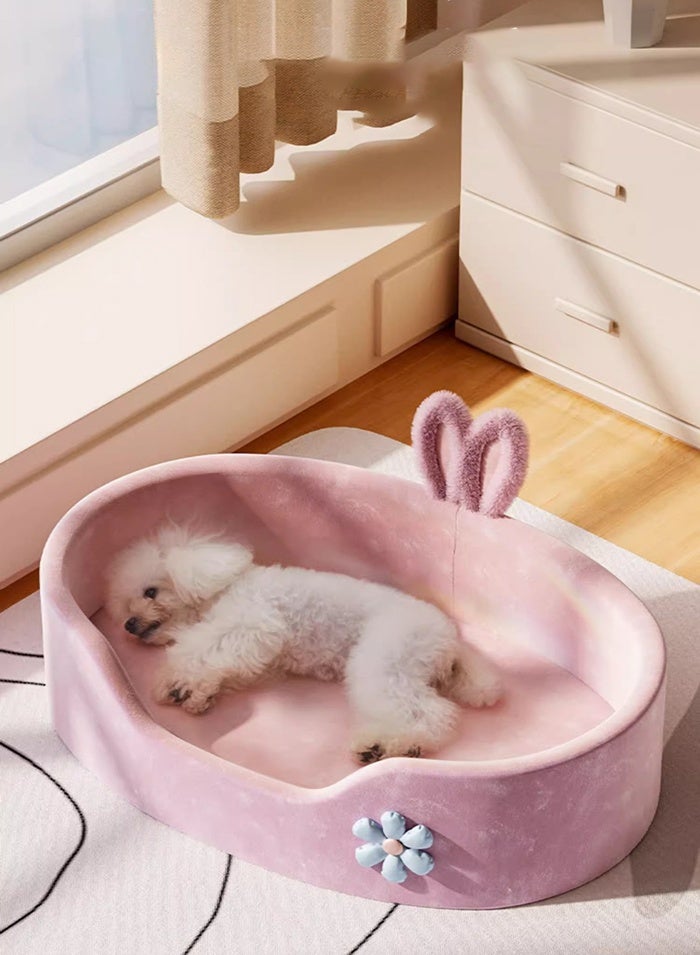 هايدو سرير الحيوانات الأليفة الناعم والقابل للفصل طوال الموسم وسائد سرير الكلاب والقطط الصغيرة والمتوسطة الحجم (الوردي) - Image 1