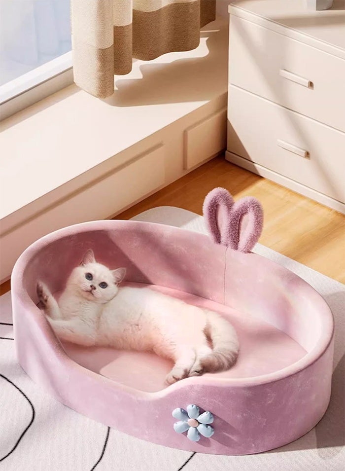 هايدو سرير الحيوانات الأليفة الناعم والقابل للفصل طوال الموسم وسائد سرير الكلاب والقطط الصغيرة والمتوسطة الحجم (الوردي) - Image 2