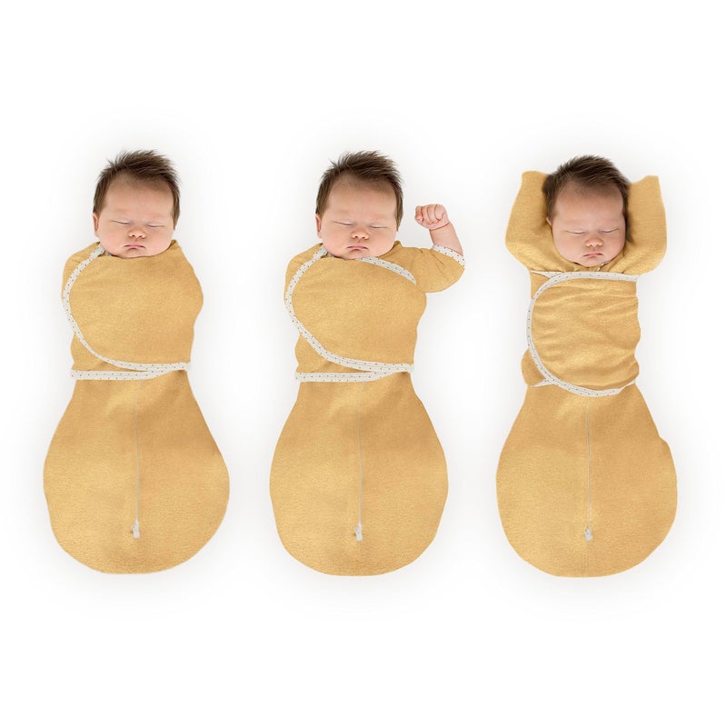 SwaddleDesigns 6-Way Omni Swaddle Sack Arms Up Swaddle for Newborn, More Options to Calm Startle Reflex, Improves Sleep, Easy Transition Baby Sleep Sack, Small, 0-3 Mo, 6-12 lbs, Heathered Gold - Image 1