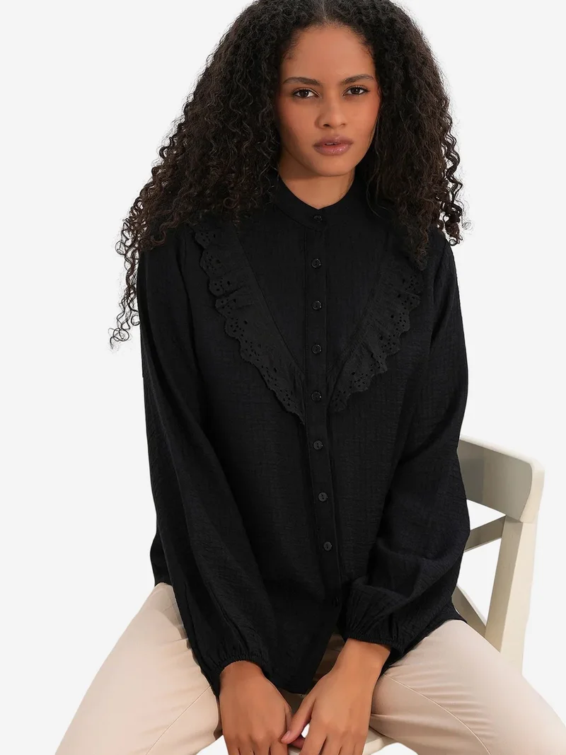 BIG DART BDART Long Woven Shirt With Mandarin Collar