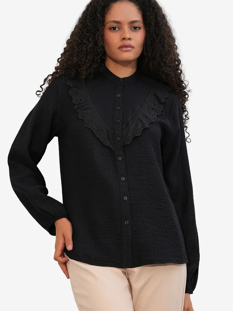 BIG DART BDART Long Woven Shirt With Mandarin Collar