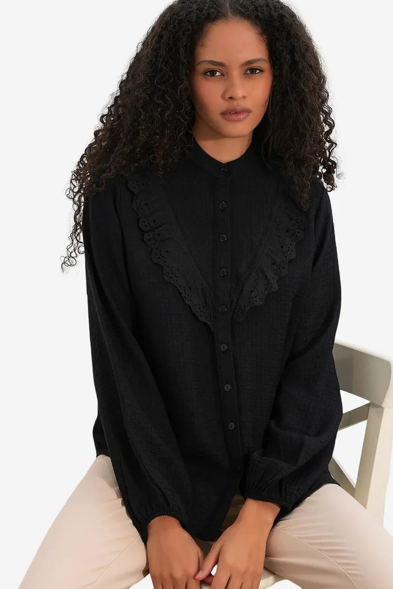 Big Dart BDART Long Woven Shirt With Mandarin Collar