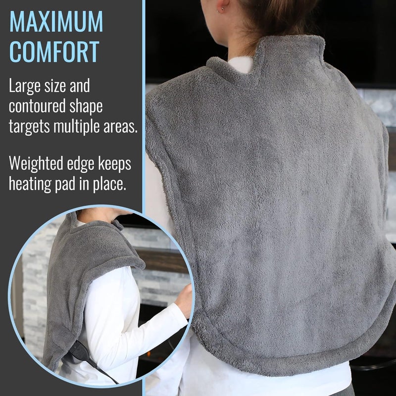 DMI XL Plush MicroFleece Neck and Shoulder Heating Pad Contoured Heat Therapy Sooths Stiff and Tired Muscles 2Hour Auto ShutOff 3 Heat Settings FSA and HSA Eligible - Image 2