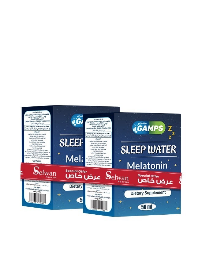 GAMPS Sleep Water – Natural Melatonin Drops for Sleep & Stress Relief – 50ml x2 – Special Offer  - Image 1