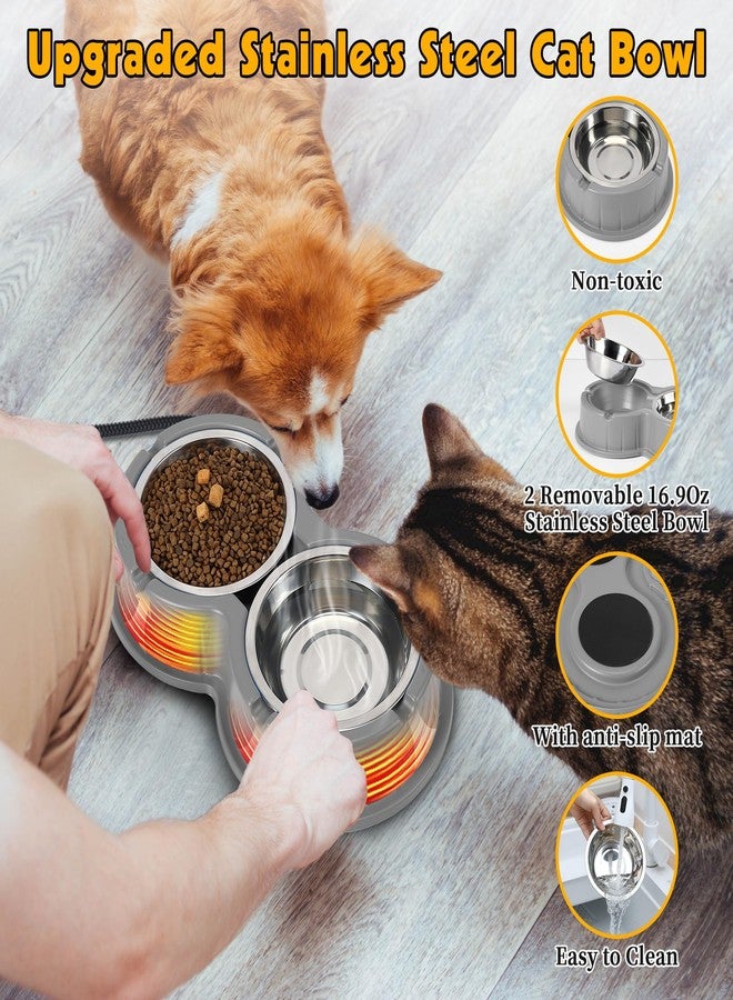 Dreyoo محطة تغذية خارجية للقطط من دريو مع وعاء ماء مُدفأ، غرفة طعام خارجية مقاومة للعوامل الجوية للقطط مع وعاء مُدفأ للحيوانات الأليفة للطعام والماء، محطة تغذية للقطط الضالة ومأوى للقطط (رمادي) - Image 5