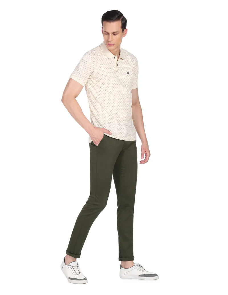 Arrow Dark Green Jackson Skinny Fit Printed Trousers for Men | Best Price UAE