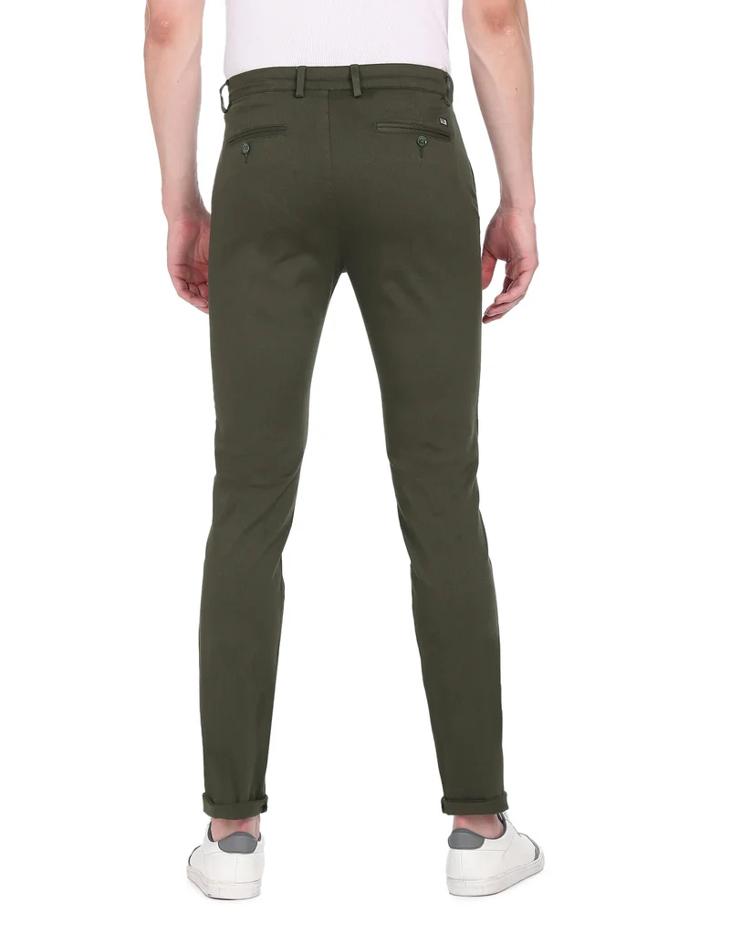 Arrow Dark Green Jackson Skinny Fit Printed Trousers for Men | Best Price UAE
