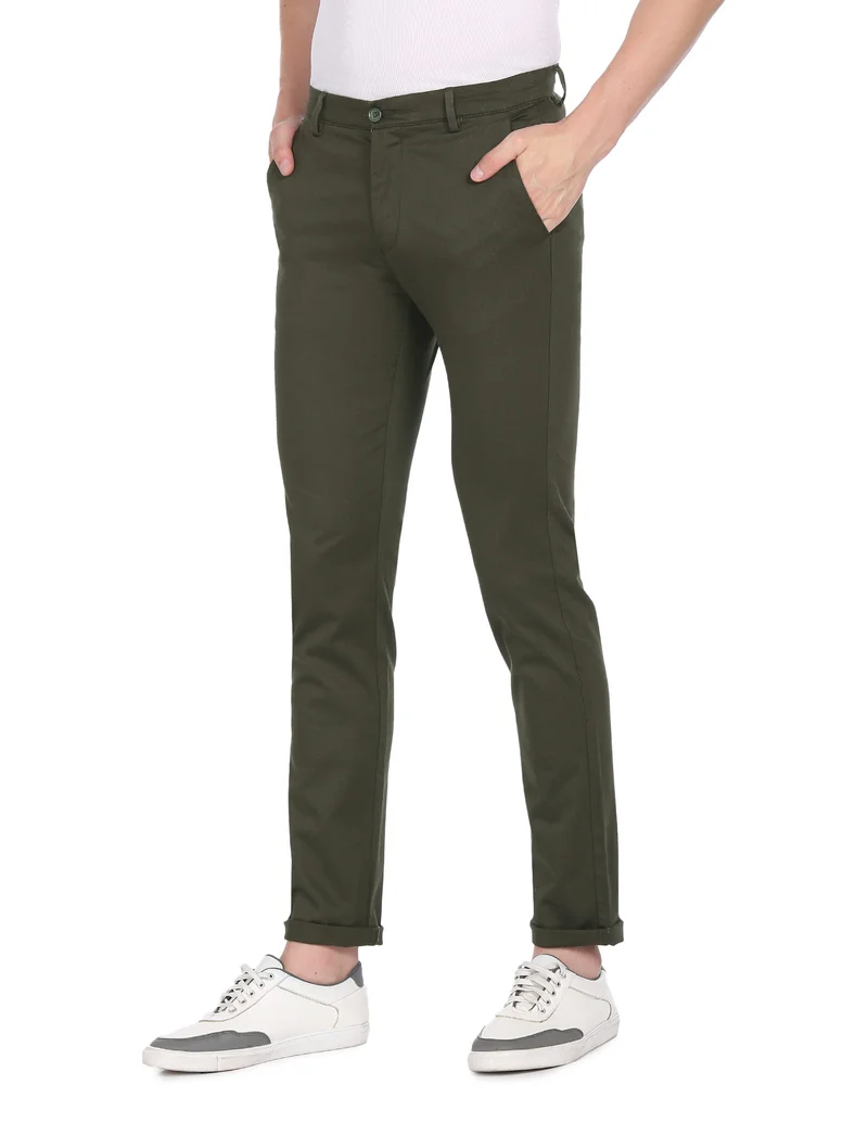 Arrow Dark Green Jackson Skinny Fit Printed Trousers for Men | Best Price UAE