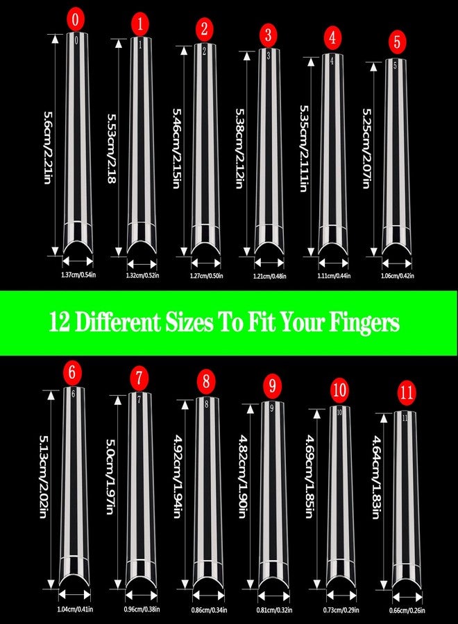 Dudjndjd 600PCS No C Curve Coffin Nail Tips for Acrylic Nails Professional, XXXL Clear Coffin Nail Tips, 12 Sizes Extra Long Acrylic Nails Tips Flattened Half Cover Fake Nails for Salons and Home DIY - Image 4