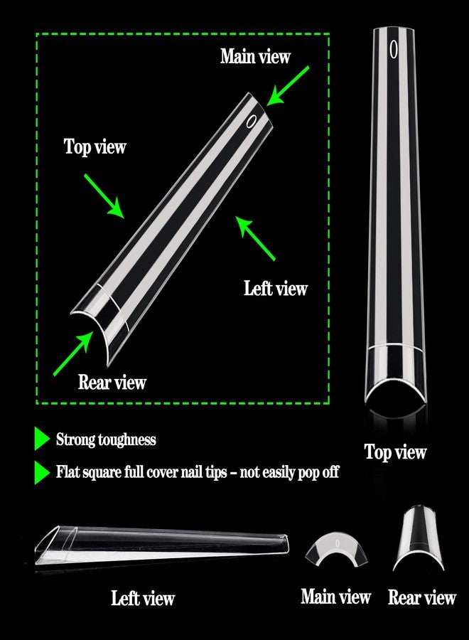 Dudjndjd 600PCS No C Curve Coffin Nail Tips for Acrylic Nails Professional, XXXL Clear Coffin Nail Tips, 12 Sizes Extra Long Acrylic Nails Tips Flattened Half Cover Fake Nails for Salons and Home DIY - Image 3