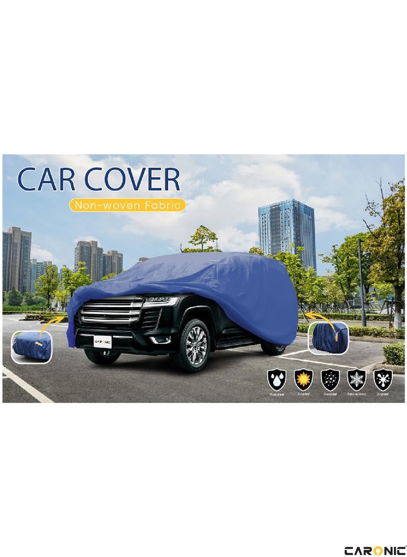CARONIC Car Cover for All Weather Waterproof Windproof Dustproof Full Covers PVC & Cotton Fabric Tight Taffeta smooth Non-Abrasive (4X4, GMC, 231''X 69.3''X 66'')  - Image 3
