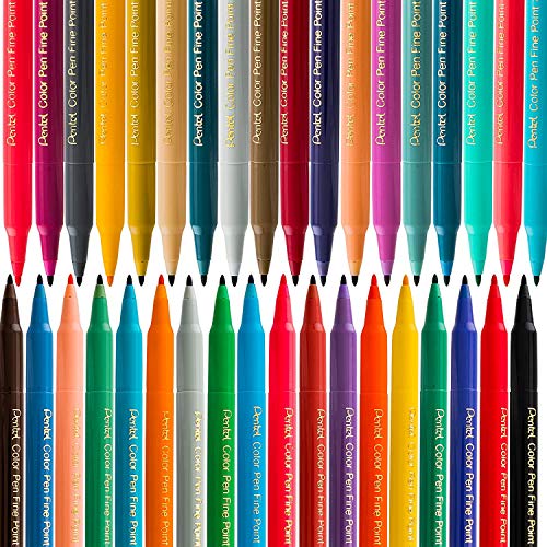 Pentel Color Marker Set, Fine Fiber Tip, Assorted Colors, Set of 24 - Image 4