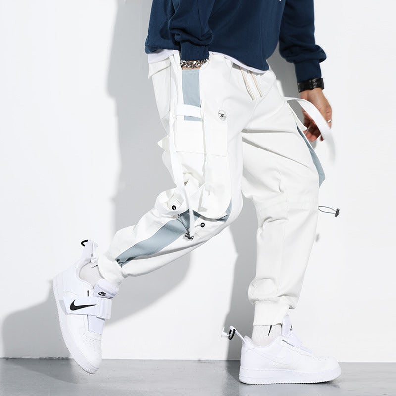 Generic Mens Casual Tapered White Pants Autumn 2019 Black  - Image 2