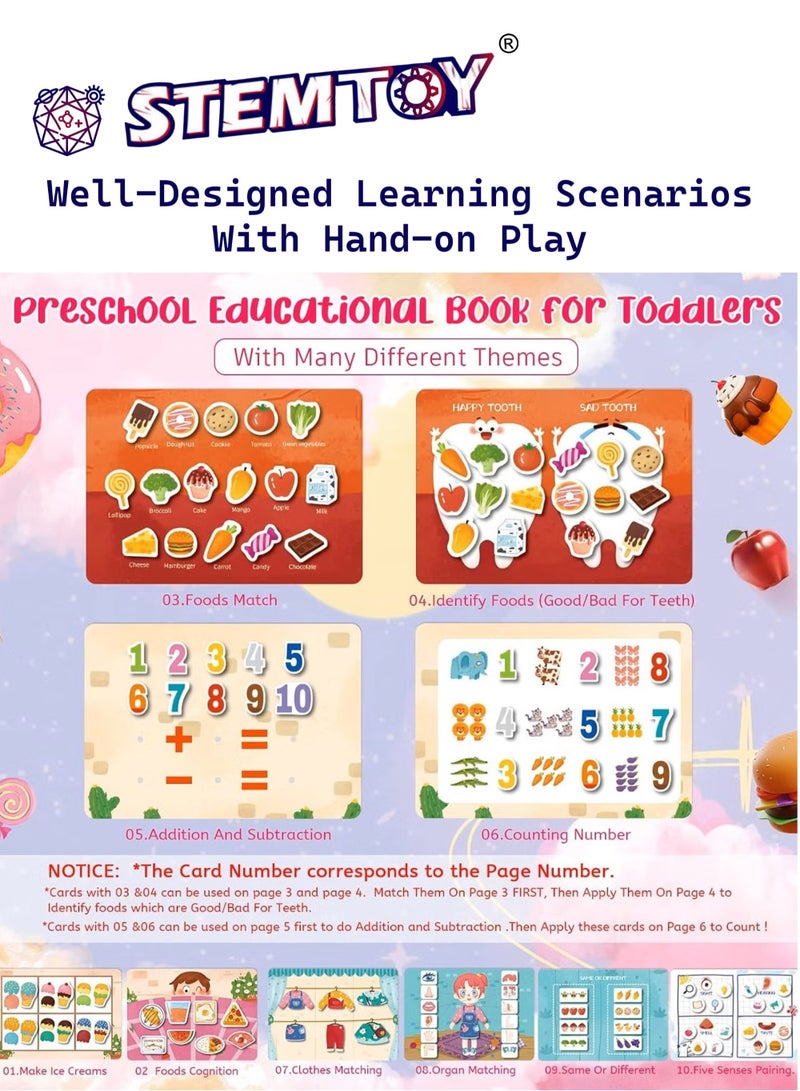 STEMTOY Quiet Book Busy Book for Toddlers, Montessori Homeschool Preschool STEM/ STEAM Educational Toy, Interactive Early Learning Activity, Sensory Cognitive Development Fine Motor Skills, Portable Washable Travel Gift for Babies Kids Boys Girls Ages 3-6, (Basic Life Skills Theme) - Image 4