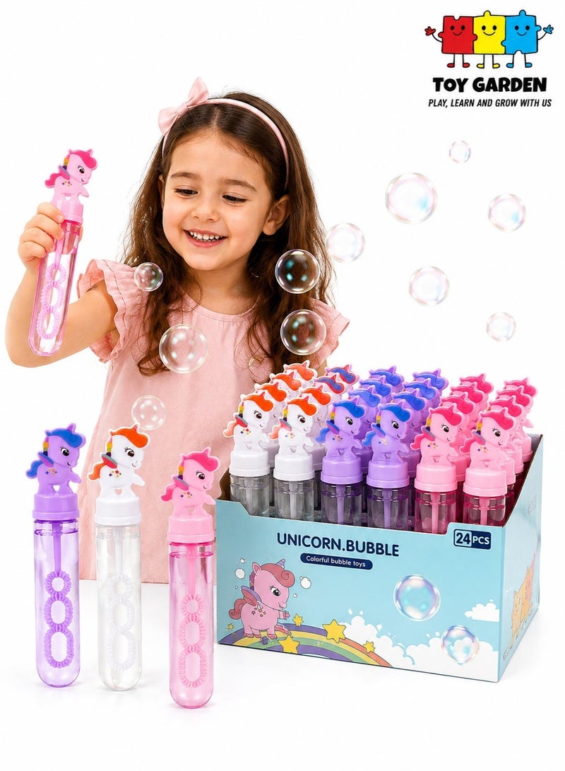 TOY GARDEN 24Pcs Unicorn Bubble Wand Party Favors for Kids – Magical Return Gifts for Birthday Party, Mini Bubble Blower Toys for Girls & Boys – Unicorn Themed Goody Bag Fillers, Outdoor Summer Fun Toys, Party Giveaways, Wedding & Classroom Rewards for Kids - Image 2