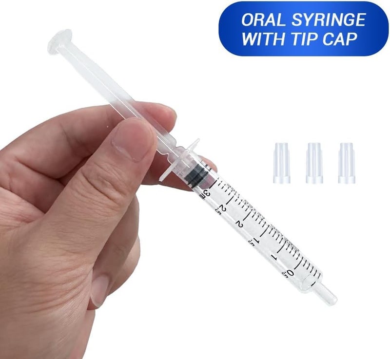 HiMo 20 Pack 3mL Syringe with Tip Cap for Liquid, 3cc Plastic Syringes with Cover, Non-Sterile, No Needle - Image 3