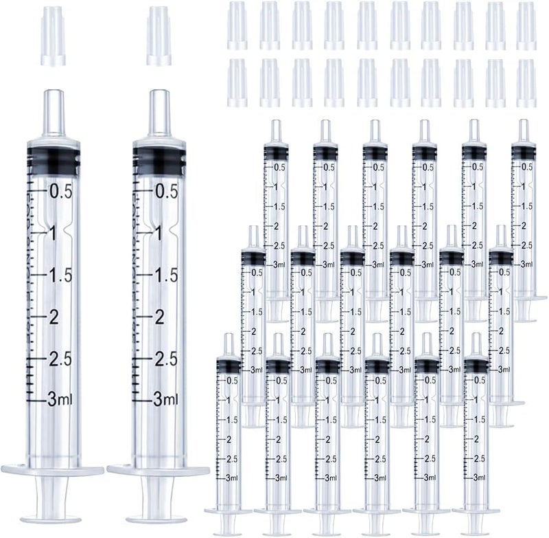 HiMo 20 Pack 3mL Syringe with Tip Cap for Liquid, 3cc Plastic Syringes with Cover, Non-Sterile, No Needle - Image 1