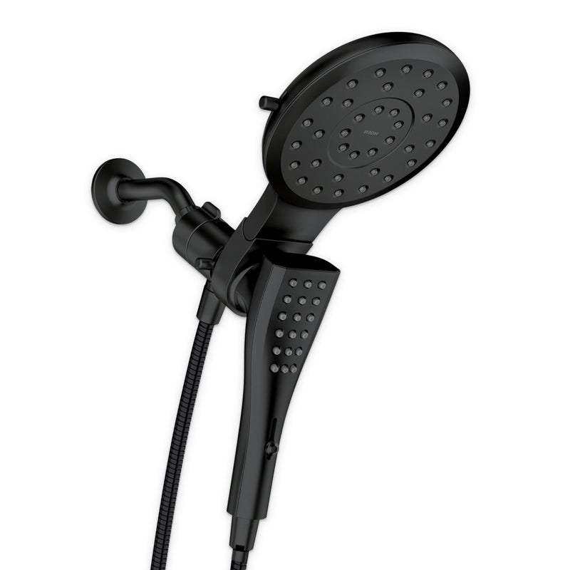 موين فيرسو رأس دش بخاخ أسود غير لامع بثماني وظائف 7 بوصة ومجموعة دش يدوي قابلة للفصل مع خرطوم 72 بوصة 220C3BL