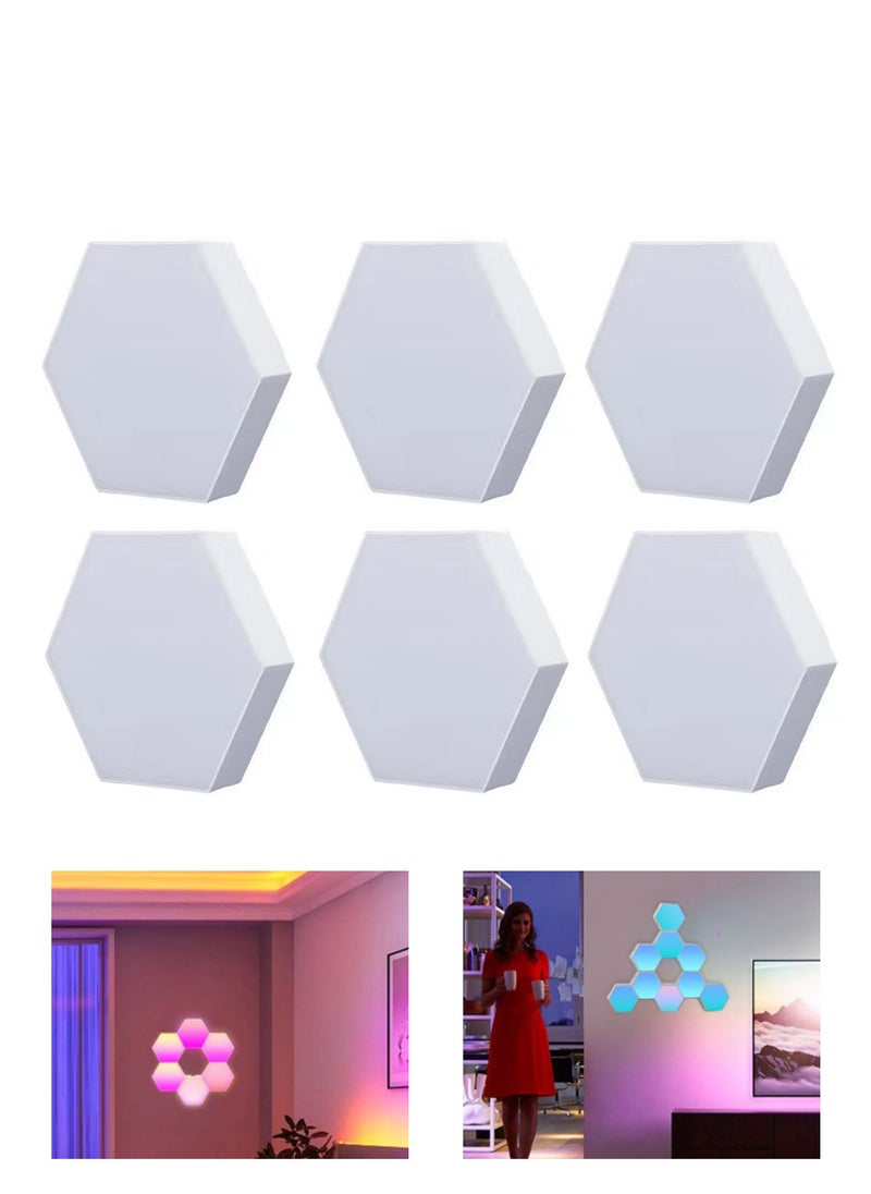 شاربدو إضاءة خلفية كمومية سداسية RGB، قابلة للتوصيل والتركيب، تطبيق وجهاز تحكم عن بُعد، مناسبة لتزيين غرف الألعاب الإلكترونية، 6 قطع/10 قطع - Image 1