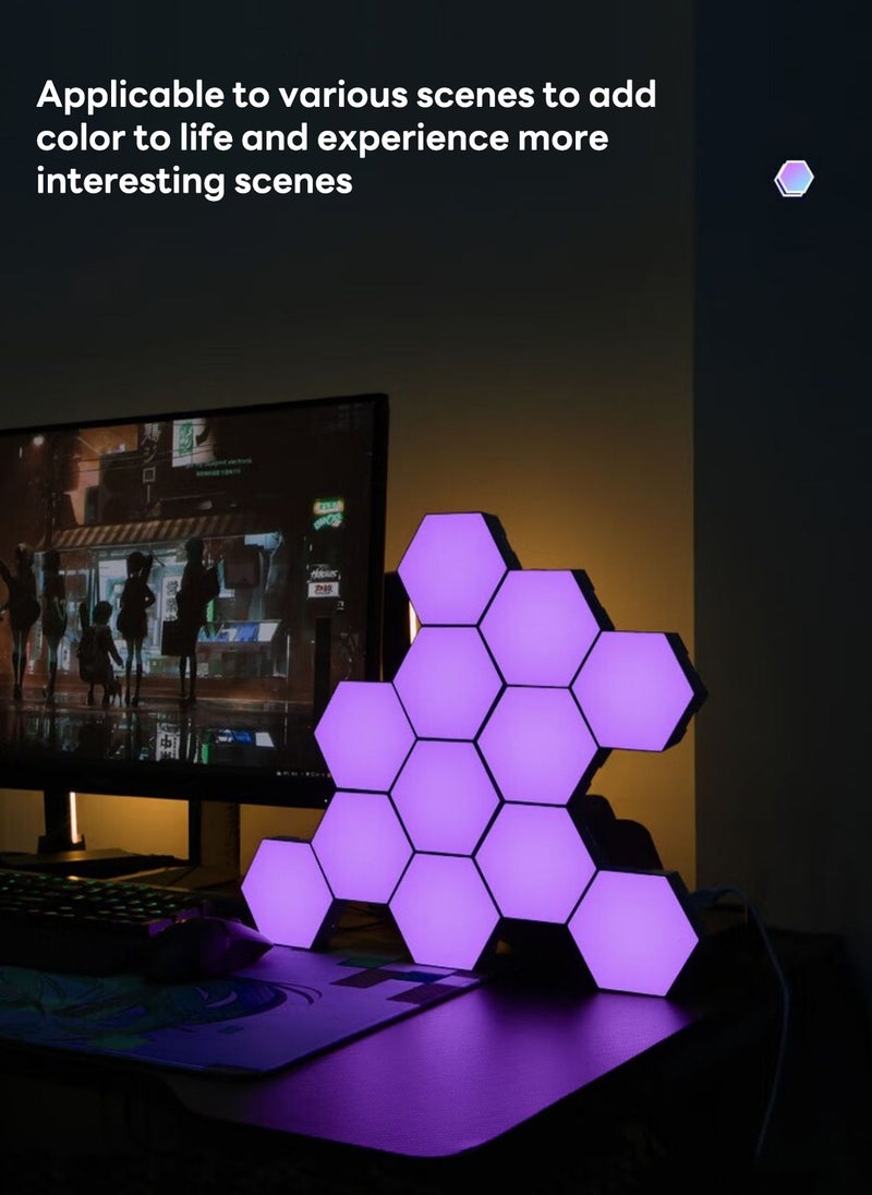 شاربدو إضاءة خلفية كمومية سداسية RGB، قابلة للتوصيل والتركيب، تطبيق وجهاز تحكم عن بُعد، مناسبة لتزيين غرف الألعاب الإلكترونية، 6 قطع/10 قطع - Image 3